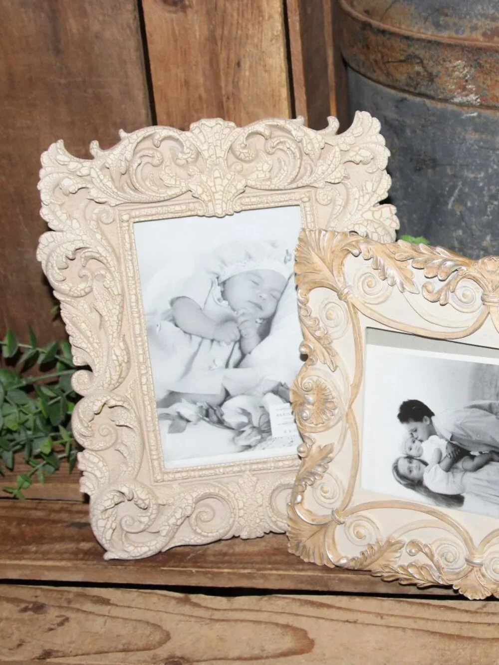 Pair of Ornate Shabby French Country Table Top Picture Frames